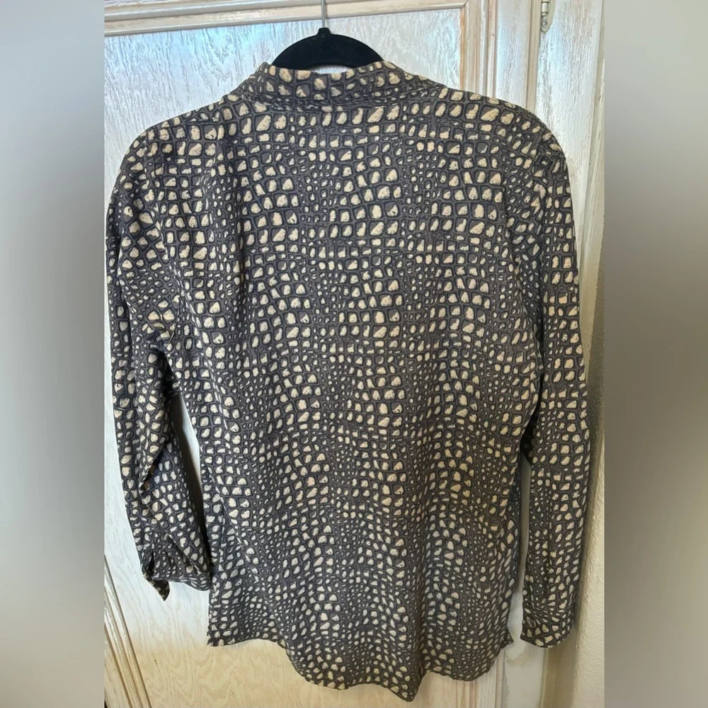Vintage 90s 100%‎ Silk Crocodile Animal Print Top, Medium